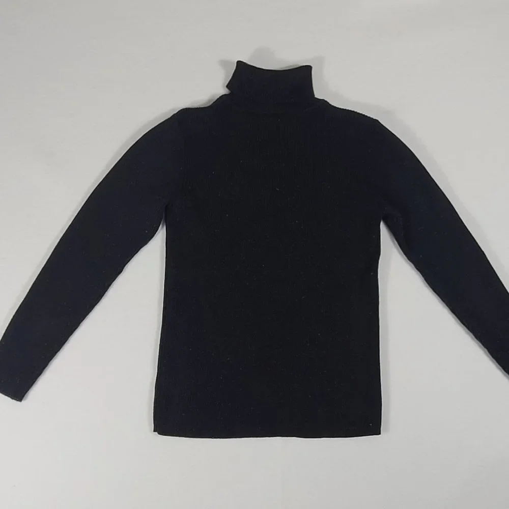 LIZ CLAIBORNE Turtleneck Black Sparkle Stretch Womens Medium Metallic Thread - Picture 3 of 9